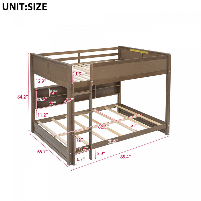 Aaron – Lit Superpose En Bois Avec Armoires De Rangement Et Ports Usb, Format Grand, Fini Bois Vieilli