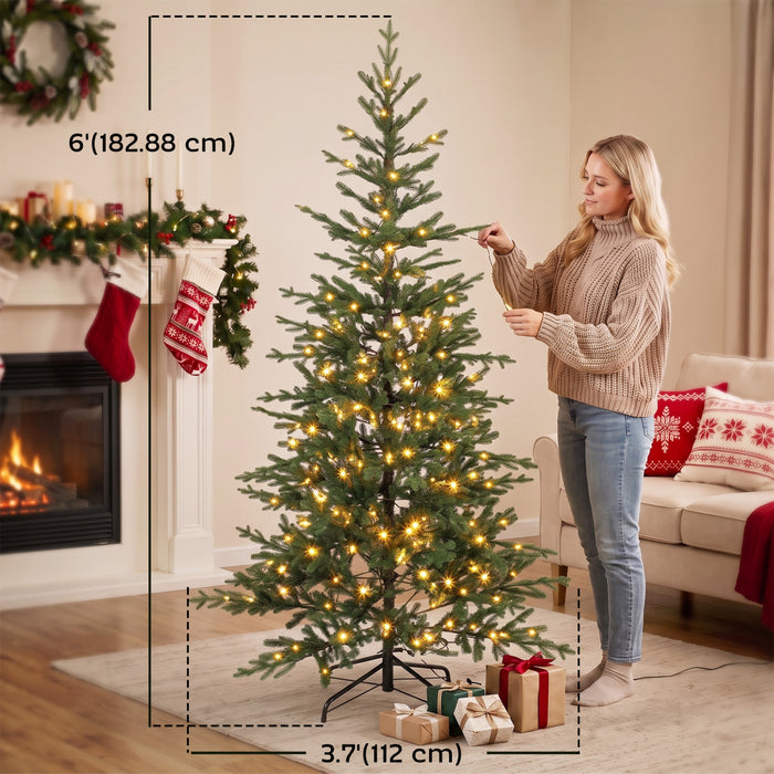 HOMCOM Sapin de Noel pre-eclaire clairseme 180 cm, branches articulees tombantes, vert
