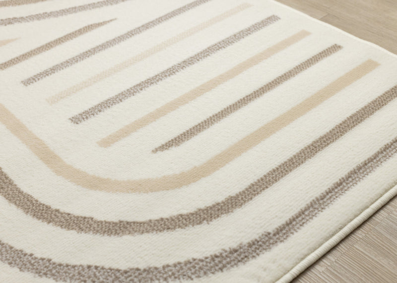 Tapis Florence a motifs de lignes courbes creme, beige et brun, 4'7\" x 6'7\"
