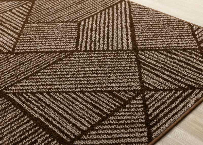 Tapis Covington brun taupe a rayures geometriques, 5'3\" x 7'7\"