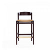 Klismos Mid-Century Modern Wood Upholstered Counter Stool in Camel - Set of 2 | Tabouret de comptoir en bois rembourre style Klismos mi-siecle moderne couleur camel - Lot de 2