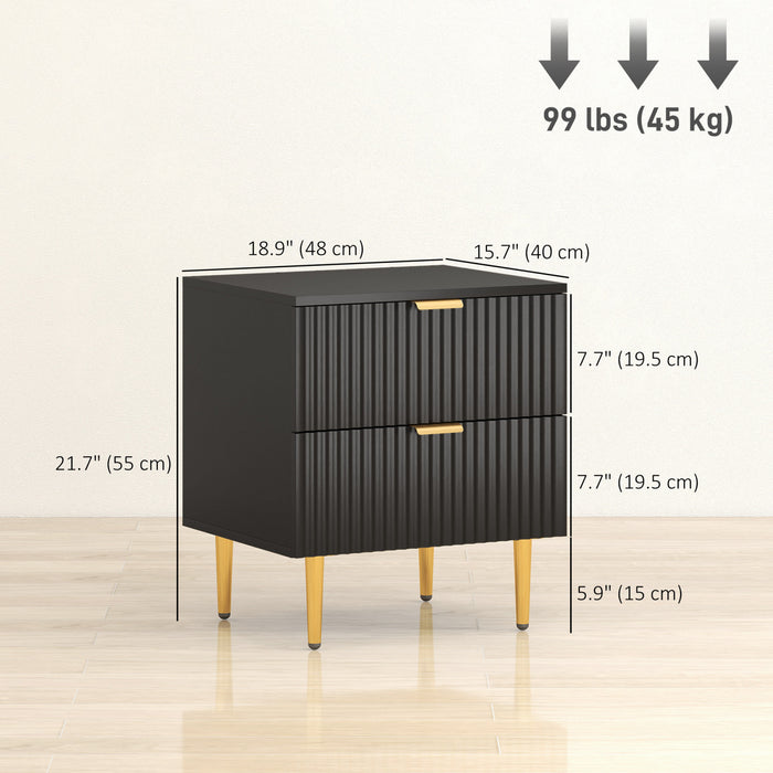 HOMCOM Table de chevet, table d'appoint avec 2 tiroirs, noir