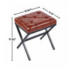 Liam Accent Stool with Tufted Cushion and Metal Legs,Brown Accent Chair | Tabouret d’appoint Liam avec coussin capitonne et pieds en metal, couleur marron