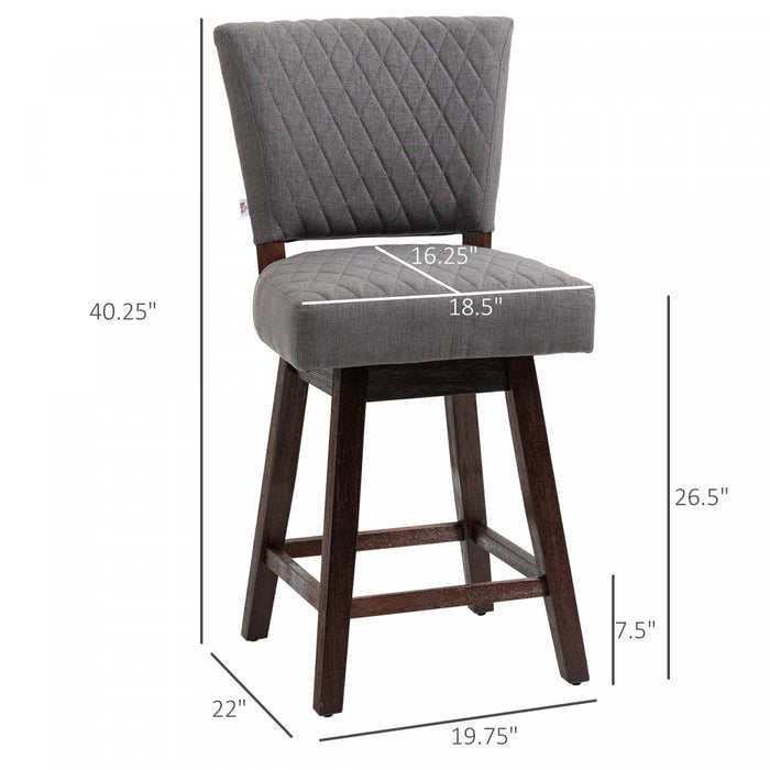 HOMCOM Tabourets de Bar Pivotants 2p avec Pieds Bois et Repose-Pieds