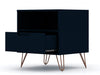 Rockefeller Mid-Century Modern 20" Nightstand in Midnight Blue (1-Drawer) - Set of 2 | Table de nuit Rockefeller Mid-Century Modern 20" en bleu minuit (1 tiroir) - Lot de 2