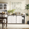 HOMCOM Farmhouse Sideboard Buffet Cabinet with Doors Cream White