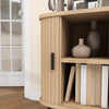 HOMCOM 35.4" Sideboard Buffet Cabinet, Slatted Kitchen Storage Cabinet, Oak
