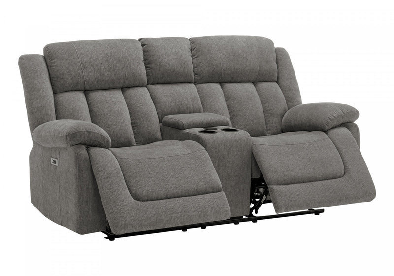 MONARCH SPECIALTIES CAUSEUSE REMBOURRE 2 PLACES INCLINABLE ELECTRIQUE, 76\"L, TISSU GRIS CLAIR, TRANSITIONNEL