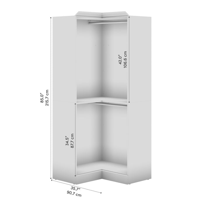 Organisateur de garde-robe en coin Versatile de Bestar de 36 po (L) - blanc