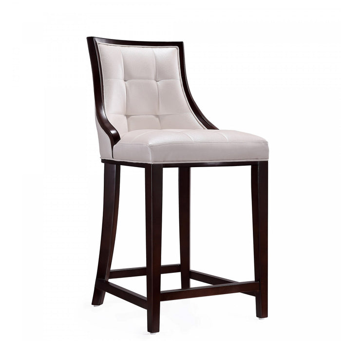 Tabouret de comptoir traditionnel en bois Fifth Avenue avec assise rembourree, blanc perle - Lot de 3