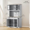 HOMCOM 71" Pantry Cabinet w/ Microwave Space Buffet w/ Hutch Grey