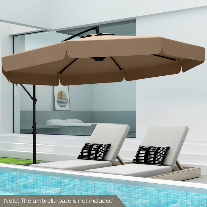 Costway Parasol suspendu deporte de 10 pieds, parasol cantilever de patio avec housse marron