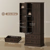 HOMCOM 72" Kitchen Pantry Cabinet with LED Light and Door Shelves, Brown