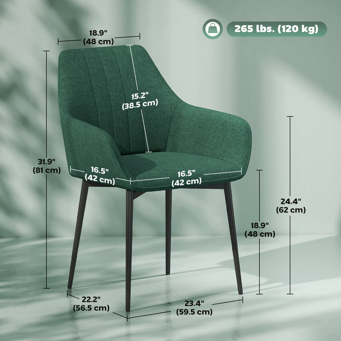 HOMCOM Ensemble de 2 chaises de salle a manger rembourrees, gris fonce