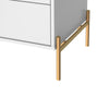 Manhattan Comfort Jasper Nightstand with Steel Gold Legs - White Gloss|Table de nuit Jasper de Manhattan Comfort avec pattes en acier doré - blanc lustré