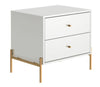 Table de nuit Jasper de Manhattan Comfort avec pattes en acier doré - blanc lustré