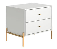 Table de nuit Jasper de Manhattan Comfort avec pattes en acier doré - blanc lustré