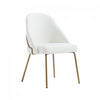Gracie Modern Vegan Leather Metal Dining Chair in White and Gold - Set of 4 | Chaise de salle a manger moderne Gracie en cuir vegetalien blanc et or avec structure en metal - Lot de 4