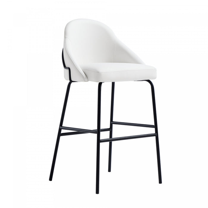 Tabouret de bar moderne en metal Gracie, rembourre, blanc et noir - Lot de 3