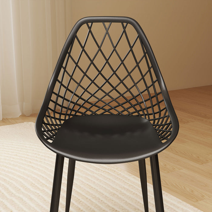HOMCOM Lot de 4 Chaises de Cuisine en Plastique, Noir