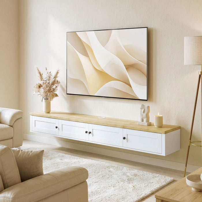 HOMCOM Meuble TV suspendu pour TV jusqu'a 72 pouces, console multimedia murale