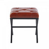 Liam Accent Stool with Tufted Cushion and Metal Legs,Brown Accent Chair | Tabouret d’appoint Liam avec coussin capitonne et pieds en metal, couleur marron