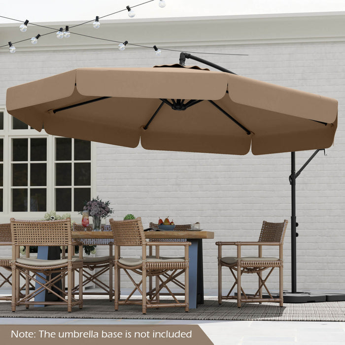 Costway Parasol suspendu deporte de 10 pieds, parasol cantilever de patio avec housse marron