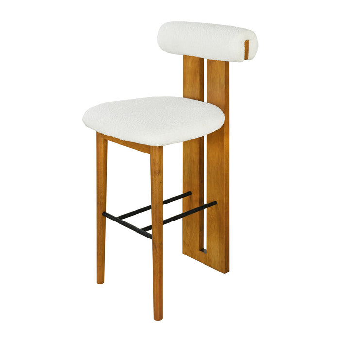 Sophia – Lot de 4 tabourets de bar modernes d’interieur en bois d’hevea avec dossier de soutien, coloris blanc et noyer