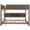 Aaron Wood Bunk Bed With Storage Cabinets And Usb Ports, Queen Size - Antique Wood | Aaron – Lit Superpose En Bois Avec Armoires De Rangement Et Ports Usb, Format Grand - Fini Bois Vieilli