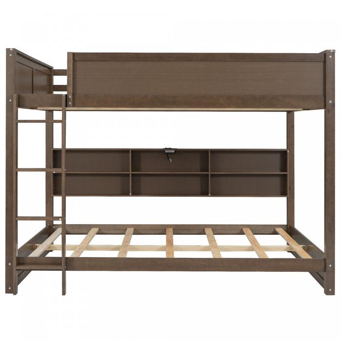 Aaron – Lit Superpose En Bois Avec Armoires De Rangement Et Ports Usb, Format Grand, Fini Bois Vieilli