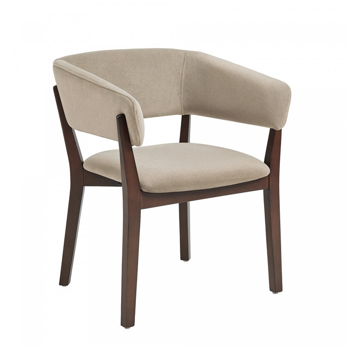 Fauteuil Blake moderne en faux mohair avec accoudoirs en bois, naturel - Lot de 2