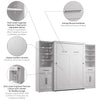 Bestar Key West Full Murphy Bed & Closet Organizers with Doors & Drawers (113 W) - Pure White Oak|Lit double escamotable Key West de Bestar de 113 po (L) avec organisateurs de garde-robe, portes et tiroirs - blanc chêne solide