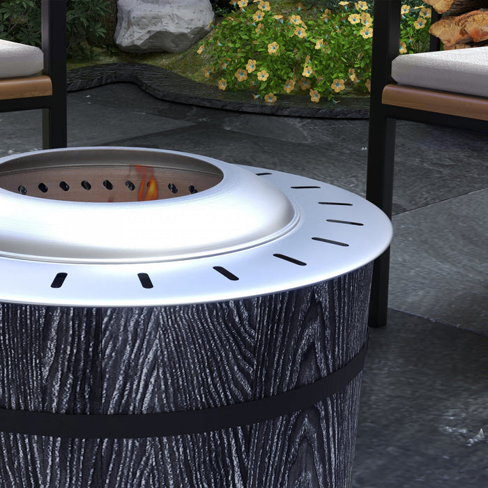 Outsunny Foyer Sans Fumee Avec Tapis, 20\" Firepit, Oxyde De Magnesium, Noir