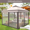 Costway 11'x11' 2-tier Pop-up Gazebo Tent Portable Canopy Shelter Carry Bag Mesh Beige