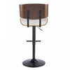 LumiSource Lombardi Faux Leather Mid-Century Modern Adjustable Barstool - Walnut/Cream|Tabouret bar réglable moderne du milieu du 20e siècle Lombardi en similicuir - noyer et crème