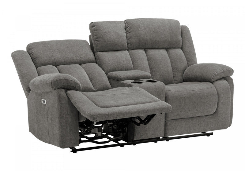 MONARCH SPECIALTIES CAUSEUSE REMBOURRE 2 PLACES INCLINABLE ELECTRIQUE, 76\"L, TISSU GRIS CLAIR, TRANSITIONNEL