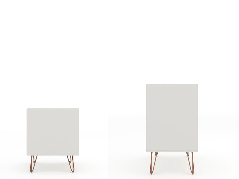 Ensemble de commode 2 pieces Rockefeller style mid-century moderne en blanc casse