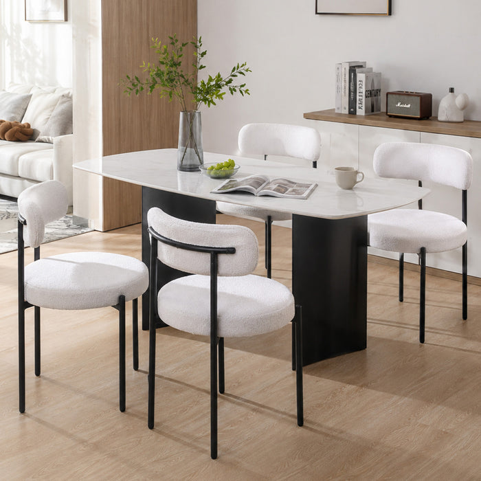 Lot de 4 chaises de salle a manger avec pieds en acier Creme