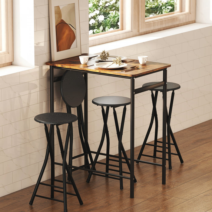 HOMCOM ensemble de 4 tabourets de bar 61 cm, chaises pliantes avec repose-pieds, noir