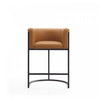 Cosmopolitan Mid-Century Modern Metal Upholstered Counter Stool in Camel - Set of 2 Bar Stool | Tabouret de comptoir moderne du milieu du siecle en metal et tissu, coloris camel, lot de 2