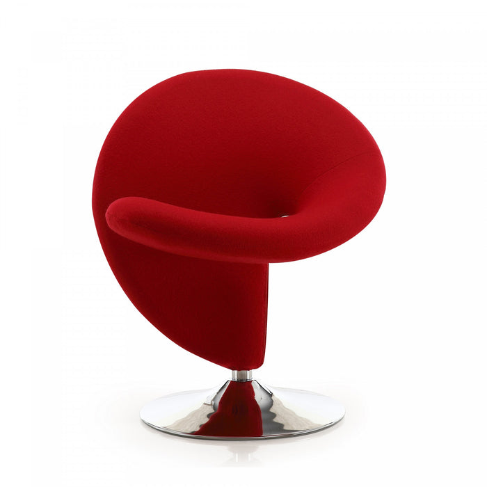 Fauteuil pivotant moderne en laine melangee Curl, rouge - Lot de 2