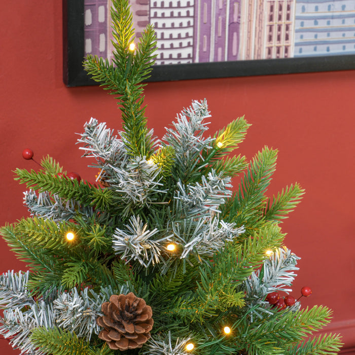 HOMCOM Lot de 2 sapins de Noel artificiels pre-eclaires 60 cm, vert