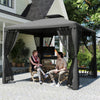 9.6'x9.6' Outdoor Patio Gazebo Pavilion Canopy Tent with Netting, Dark Grey