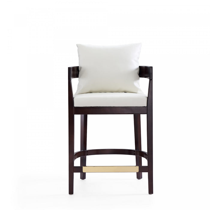 Tabouret de comptoir en bois rembourre style mid-century Ritz, ivoire – Lot de 2