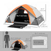 Outsunny 2 Man Camping Tent, 3000mm Waterproof Family Tent, Grey and Orange