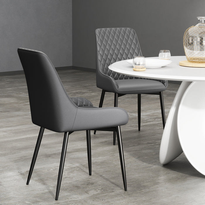 HOMCOM 2 Chaises Salle a Manger Cuir PU Pieds Acier