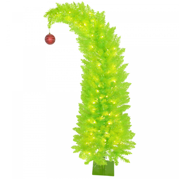 HOMCOM Sapin de Noel artificiel pre-eclaire 152,5 cm, cime courbee, vert