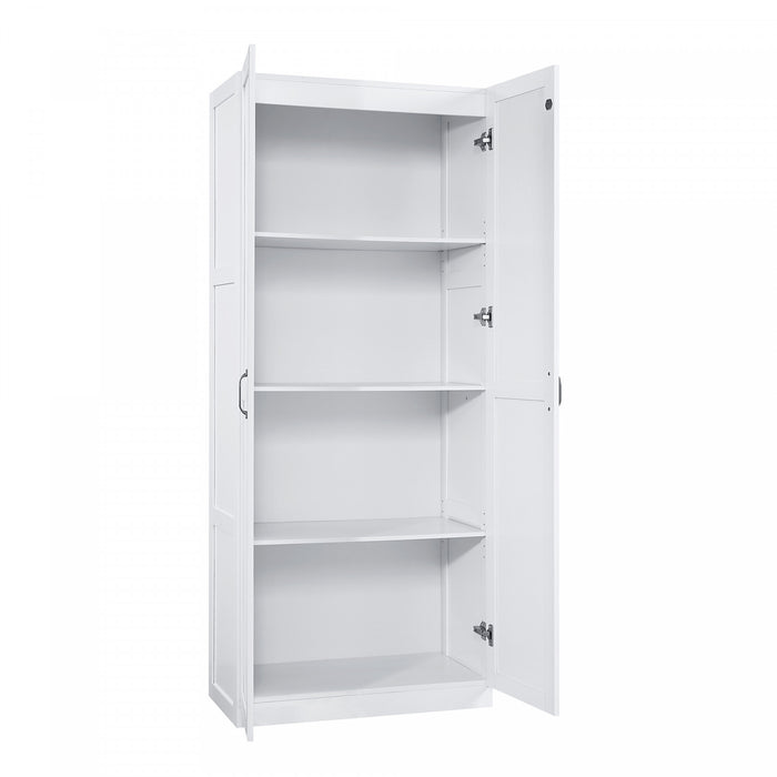 Armoire de rangement Cornelia Modern 30\" en blanc (4 etageres) - Lot de 2