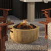 Outsunny Fire Pit with Spark Screen and Poker, 24" Wood-burning Bowl, Brown