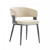 Luce Modern Textured Vegan Leather Metal Dining Chair in Sand - Set of 4 | Chaise de salle a manger moderne Luce en cuir vegetalien texture et metal, sable - Lot de 4